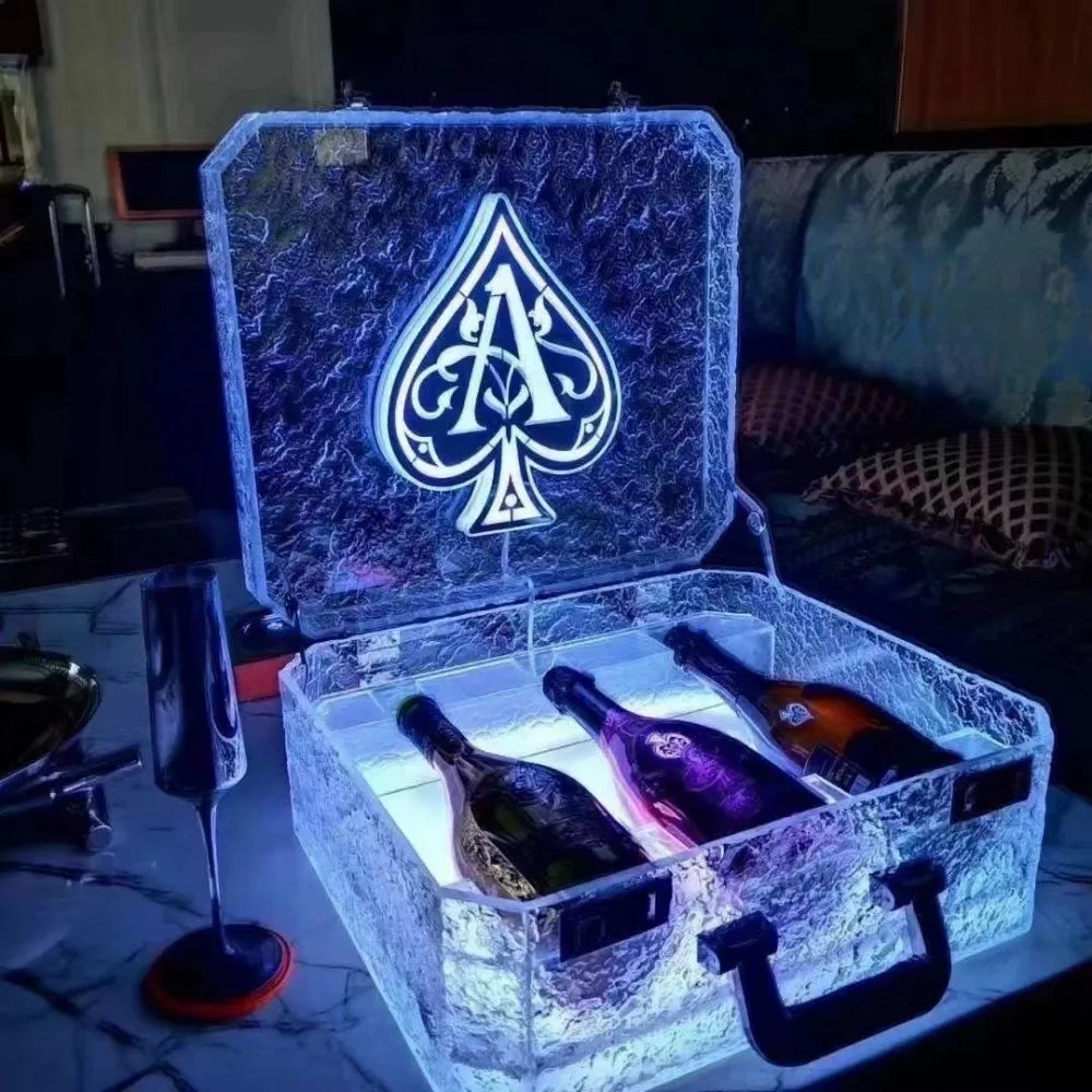 Customizable Transparent Acrylic VIP for LED Luminous Display Box Portable Presenter Rack for Party Fashion Ice Rock