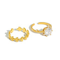 Round Cubic Zirconia and Olive Branches  Engagement Ring Set 925 Sterling Silver Ring for Women