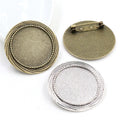 30mm Inner Size Antique Silver Plated Bronze Colors Plated Flower Style Brooch Pin Classic Style Cabochon Base Setting