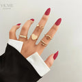 VKME 4 Pcs/Set Gold Plated Heart Shape Design Ring Set Jewelry Hot Sale Wholesale