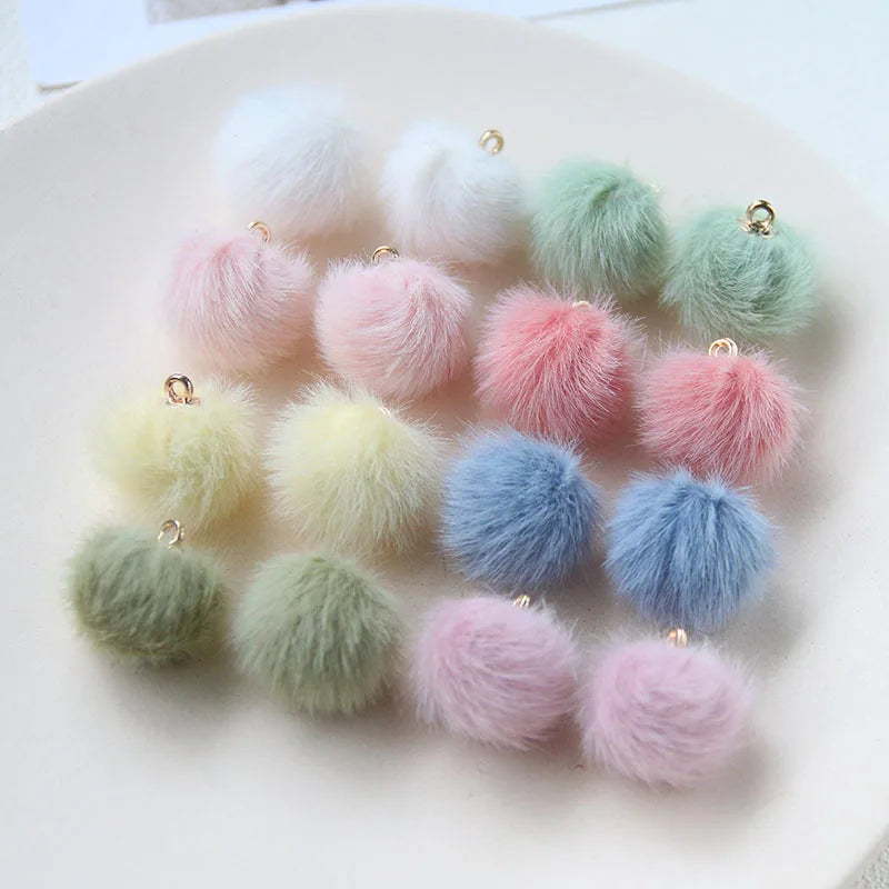 Cute 18mm Pur Print Fur Ball Beads Handmade Round Pendants for DIY Earring Bracelet Necklace Anklet Accessories