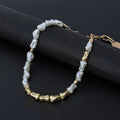 New Arrival White Pearl Gold Plated Irregular Alloy Charm Short Choker for Women