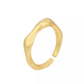 Open Wave Design 18K Gold Plated S925 Sterling Silver Engagement Ring Chunky Thick Irregular Wedding Party Inlay Setting