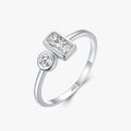 Ailmay Fashion Dazzling Round&Rectangle Rings 100% 925 Sterling Silver Clear Zircon Finger Ring for Women Wedding Fine Jewelry