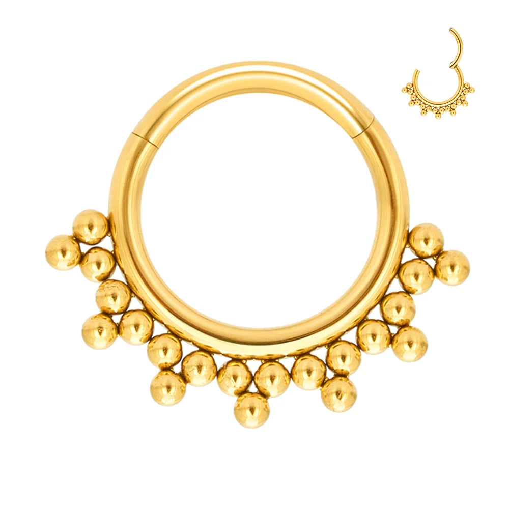 F136 G23 Cartilage Piercing Tragus Nose Ring Diaphragm Titanium Hinge Section Ball Clicker Daith Helix Earrings Body Jewelry