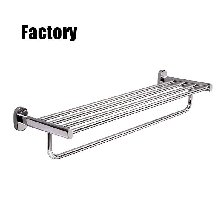 Factory Hotel Wall Mounted Stainless Steel Towel Rack Fashionable Double Design Bathroom Accessories