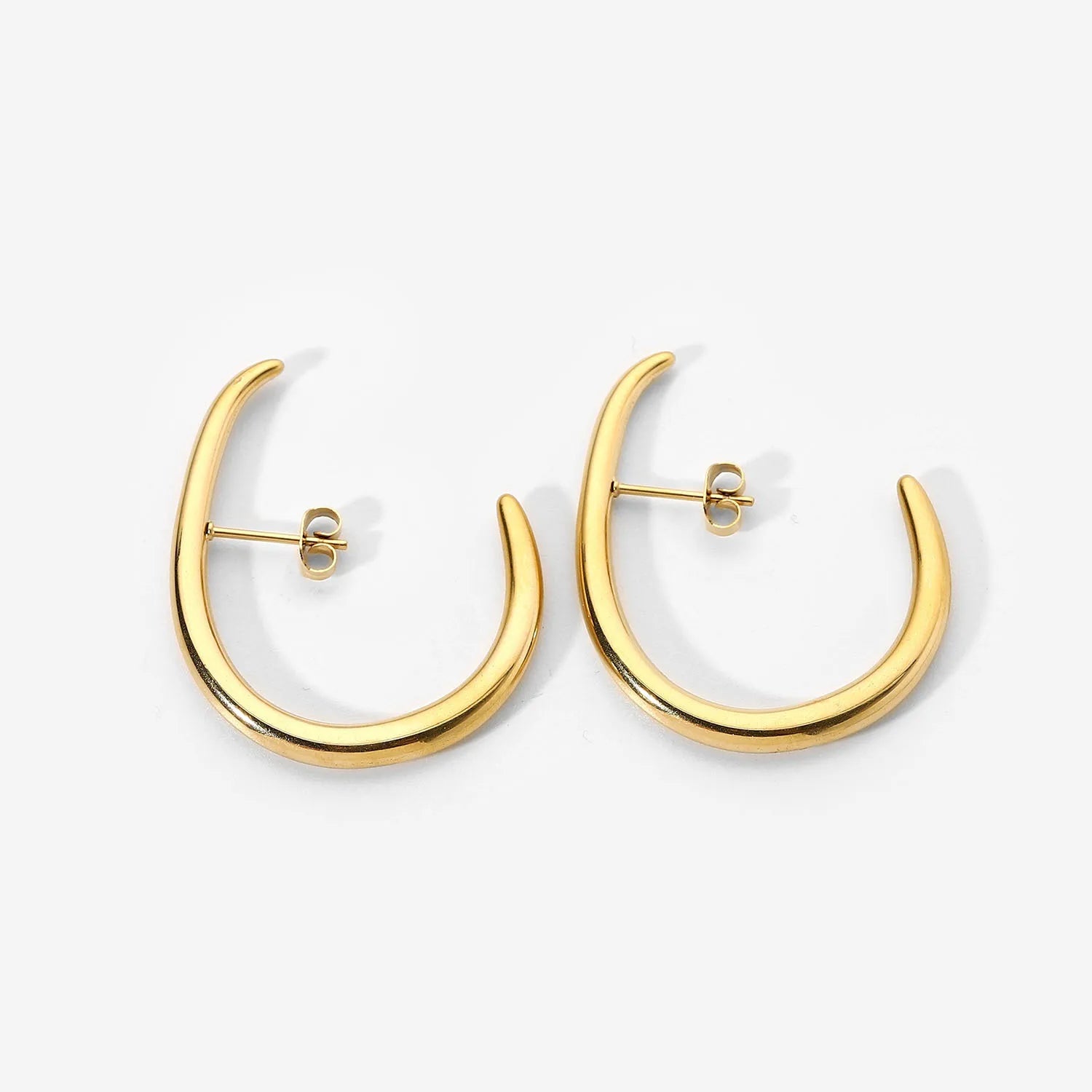Ins Hot Sale 14k Gold Plated 316L Stainless Steel Personality C-shaped Hook Earring Stud Earrings