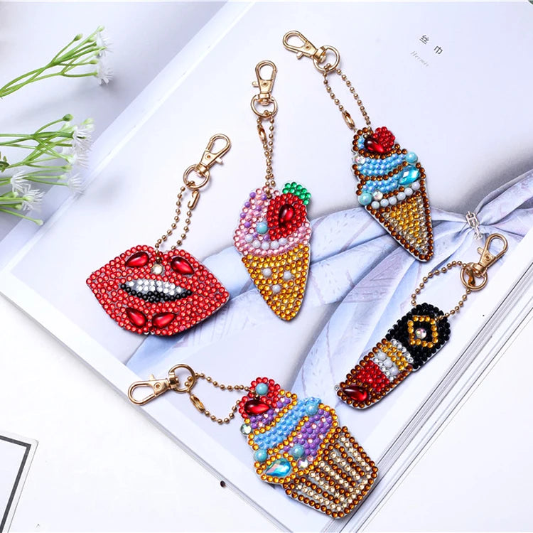 Fast Delivery Dropshipping Diy Keychain 5 Pieces Double Sided  Ice Cream Acrylic Keychains