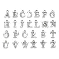 Alloy Inlaid Rhinestone Letter Charms Jewelry Bracelet Chain Keyring Initial Handmade Alphabet Charm Pendants
