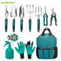 SUNSHINE 10 Piece Gardening Hand Tools Set with Fashion and Durable Organizer Handbag Rust-Proof Ideal Gardening Gifts for Women