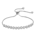 Women's Trendy Adjustable CZ Crystal Bracelet with Rhodium Plating Brilliant Cubic Zirconia Cake Flower Decor for Kids