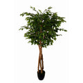 High Quality 5ft 150cm 3 Trunks Silk Plants Faux Banyan Nearly Natural Evergreen Artificial Ficus Tree for Home & Garden Decor