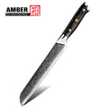 Amber Custom Logo Kitchen Chef Knife Vg10 Damascus Steel 8 Inch Serrated Bread Knife