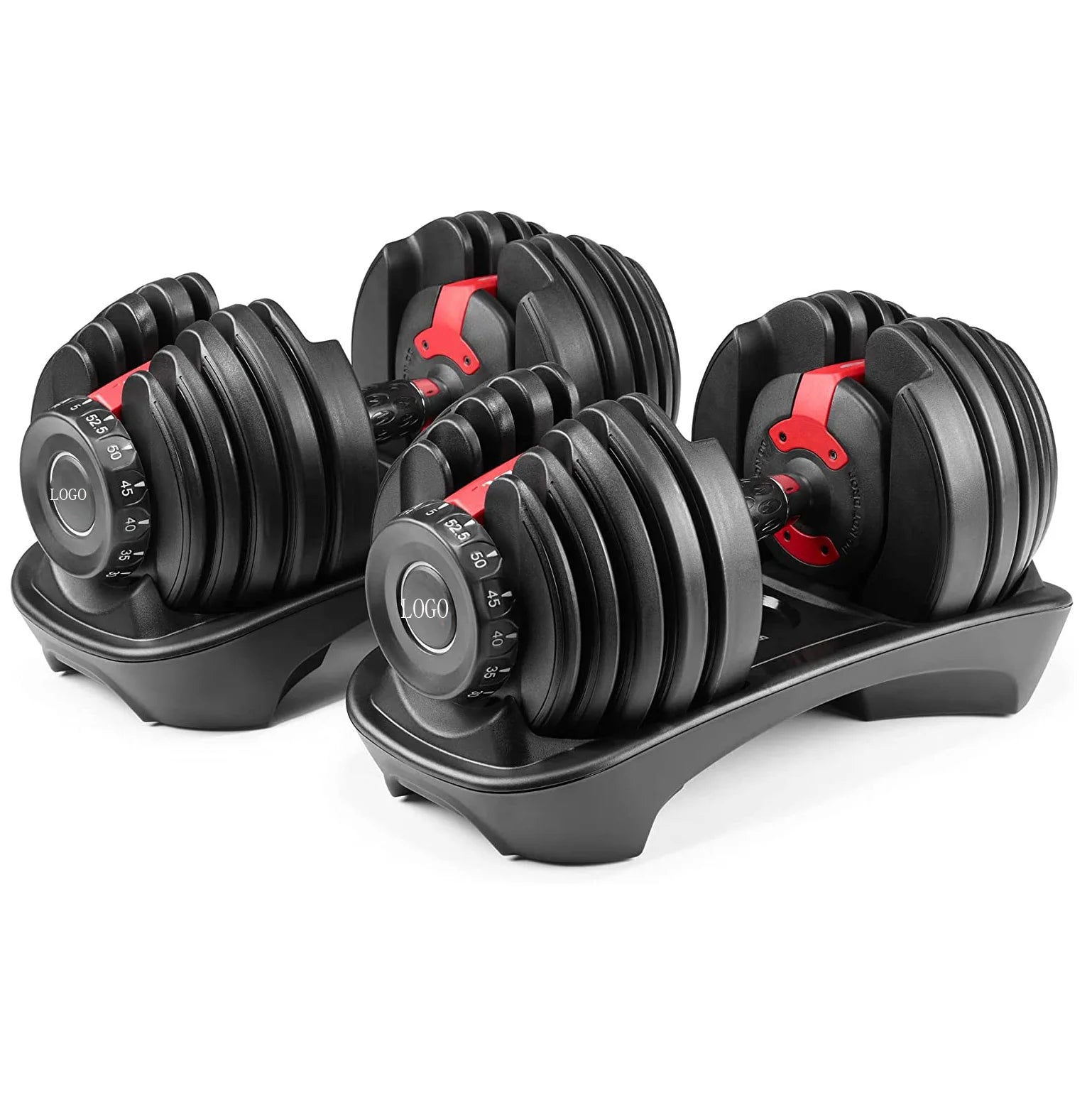 FDFIT Adjustable Dumbbell Sets 10-50kg Multiweight Options Weighted Dumbbell with Anti-Slip Nylon Handle