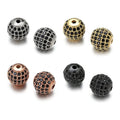 Round Charm Spacer Beads Mixed Color Brass Black Zircon Pave Connector Charm Beads for Bracelet Necklace DIY Jewelry Making