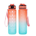 1L Plastic Cup Summer Gradient Color Drink Cup Straw Ice Water Bottle With Cover and Rope Handle Sport Outdoor Mug for Man