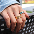 Chris April in Stock Fashion Jewelry 316L Stainless Steel PVD Gold Plated Natural Black Shell Finger Ring