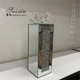 New Design Wedding Crystal Diamond Stand Lotus Votive Candle Holder Elegant Home Decoration Crystal Candle Jars & Lanterns