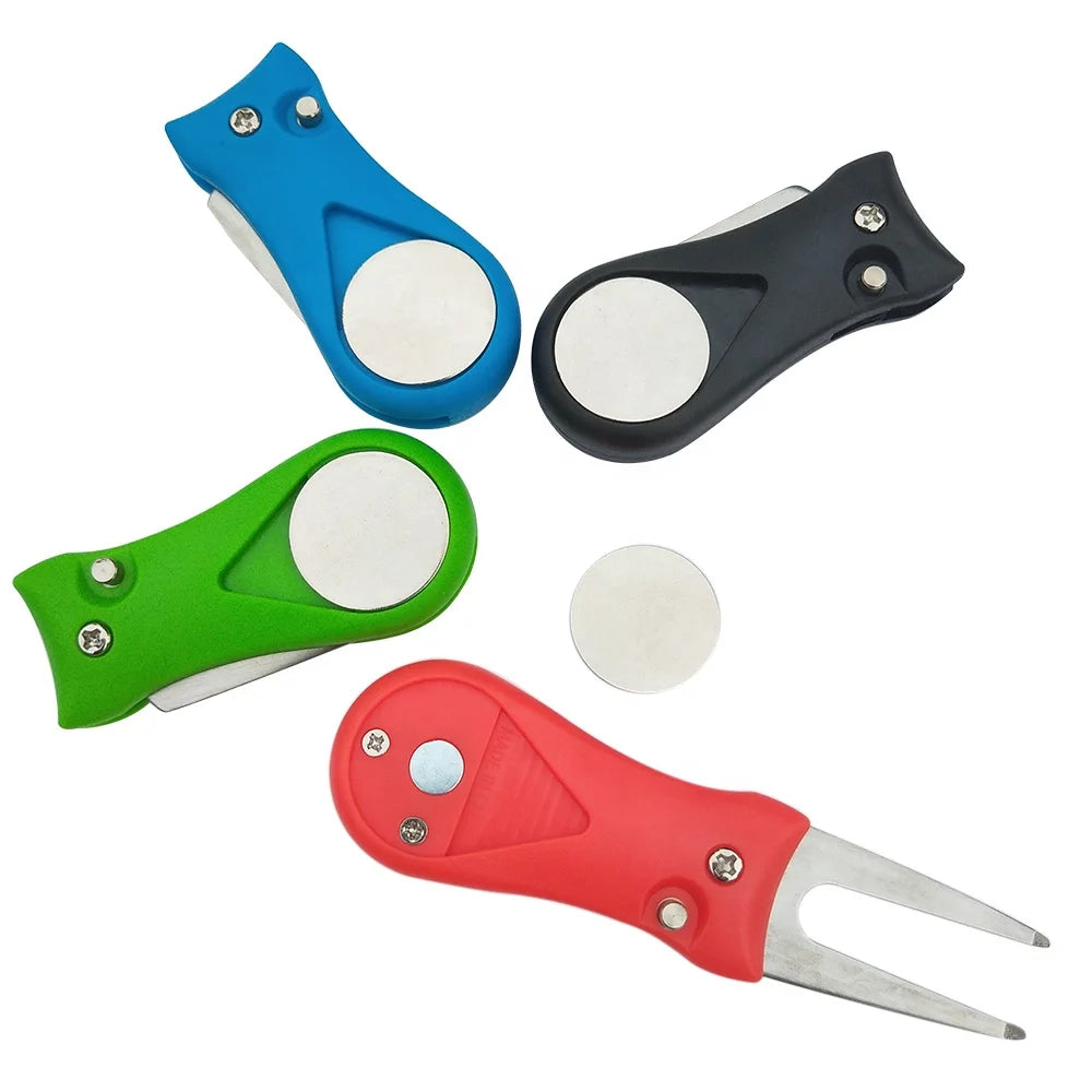 Retractable Golf Divot Tool Pitchfork Accessories Golf Divot Repair Tool Blank Metal Ball Marker