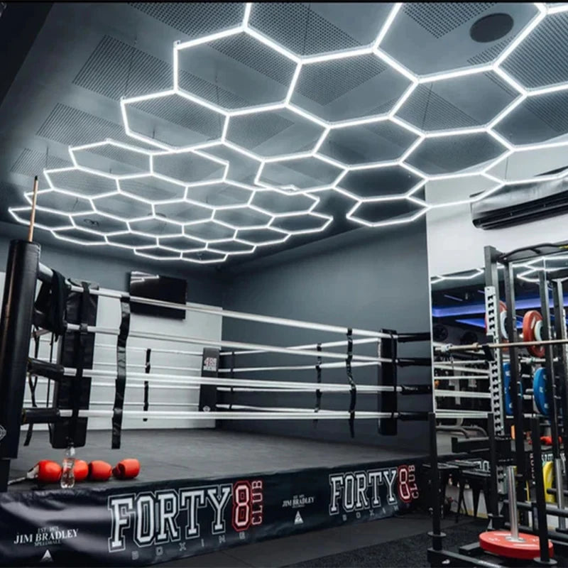 New Car Wash Workshop Hexagonal Garage LED Light Car Detailing Wholesale Car Showroom Led Hexagon Light Ceiling