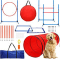 USMILEPET Dog Agility Training Equipment Dog Training Kit Pet Outdoor Game with Tunnel Agility Hurdle Weave Poles Jump Ring
