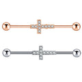 Long Industrial Barbell Rings Piercing Ear Stud CZ Zircon Cartilage Tragus Earrings 14 Barbell Jewelry Tragus Earrings