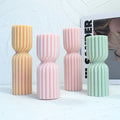 Striped Pillar Candle Mold Cylindrical Aesthetic Silicone Mould Soy Wax Geometric Abstract Gypsum Candle Making Molds