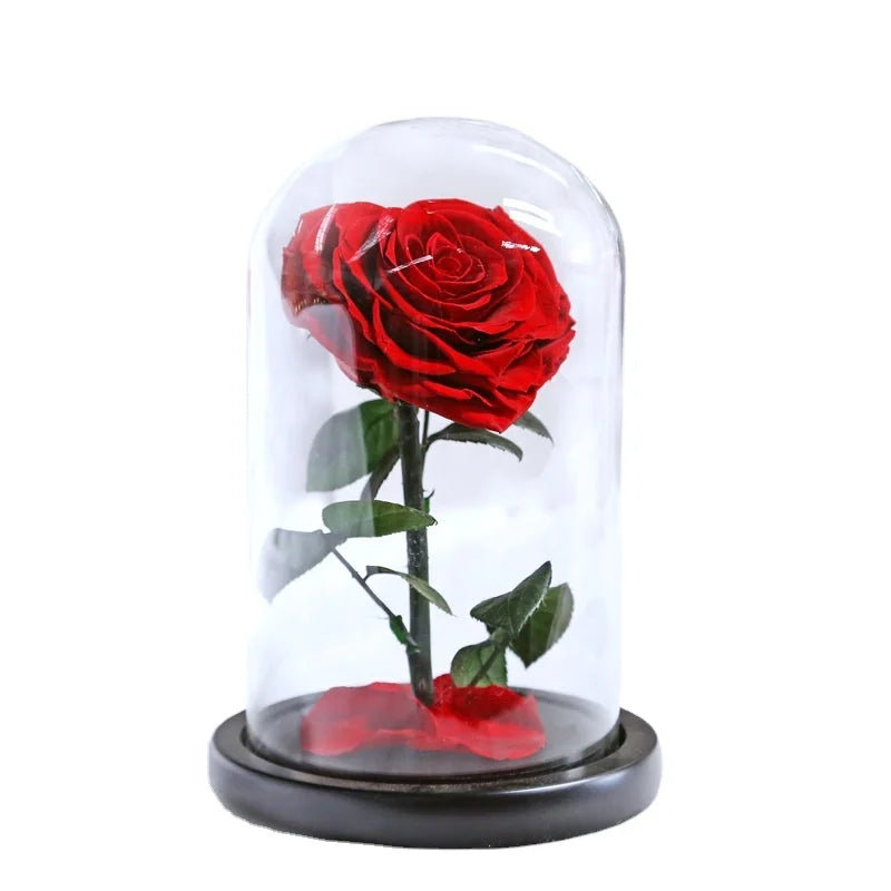 Wholesale Preserved Flowers Gift Classical Heart Shape Single Huge Forever Roses in Glass Christmas Valentines Day Gifts