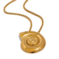 JINYOU 2525 Waterproof Stainless Steel Shell Conch Snail Pendant Necklace Earrings Set Gold Color 18K PVD Fashion Jewelry New