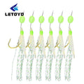 LETOYO Fishing Sabiki 8#-18# Pesca UV Glow Feather Sabiki Rigs Saltwater Fishing Hooks Barrel Swivel Luminous Beads