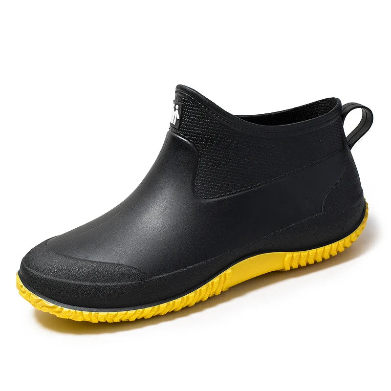 Non-slip Waterproof Rain Shoes Men Fashion Adult Plush Rain Boots Low Top Labor protection Water Shoes Wholesale