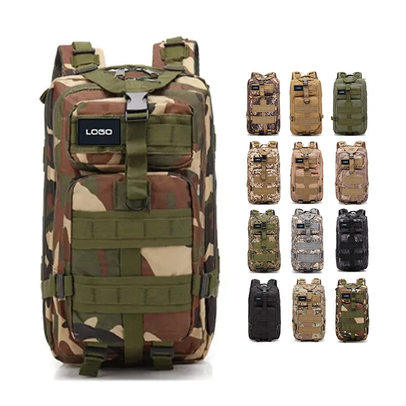 Starsky Molle 25L Custom Logo Tactical Backpack Camouflage Pattern Zipper Closure for Outdoor Camping Hiking Mountain Travel