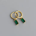 Silver Geometric Rectangular Zircon Ear Stud Simple Design Gold Plated Hoop for Women for Parties-Wholesale