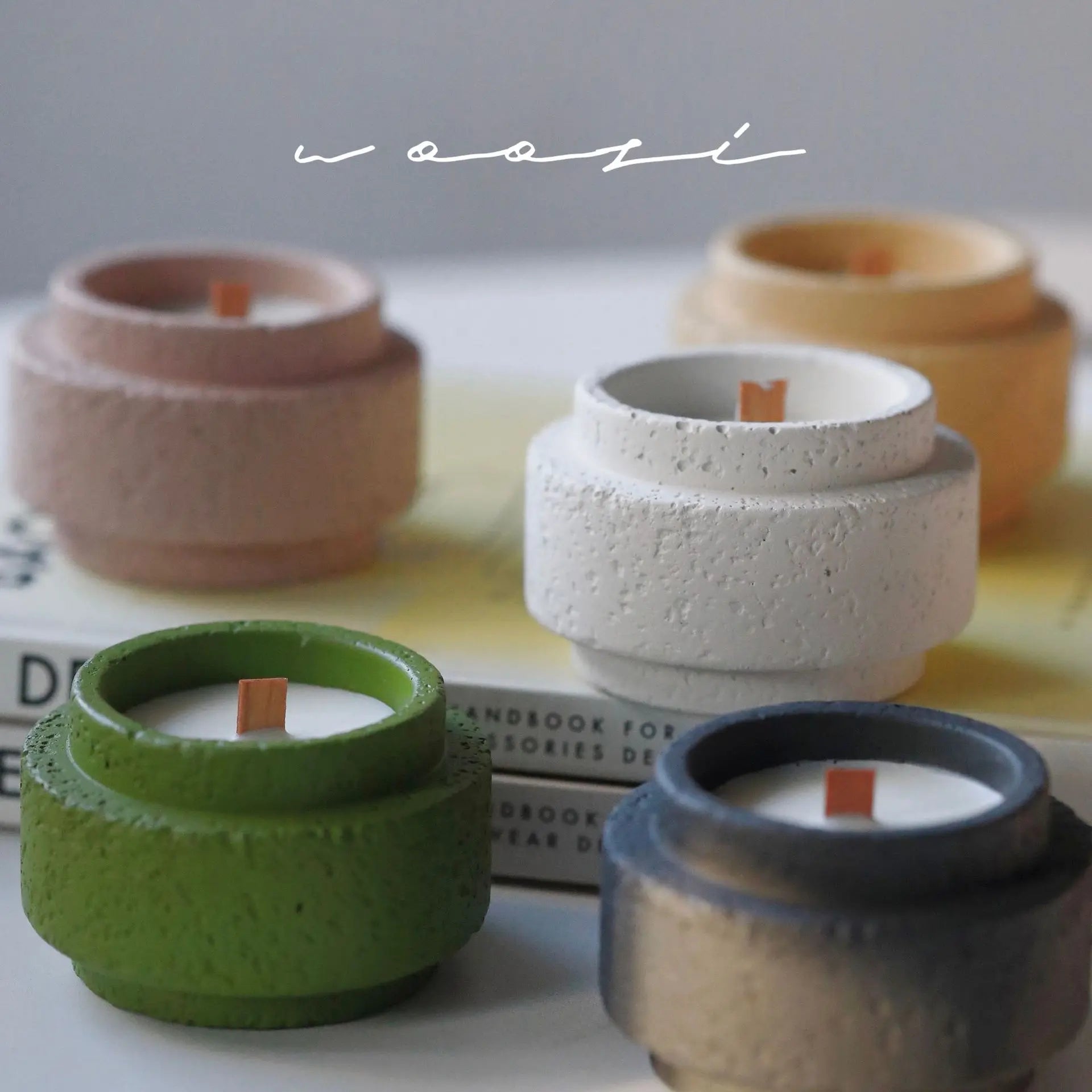 Custom Home Decoration Handmade Decorative Concrete Candle Jar Cement Mat Candle Holder for Home Decor Christmas
