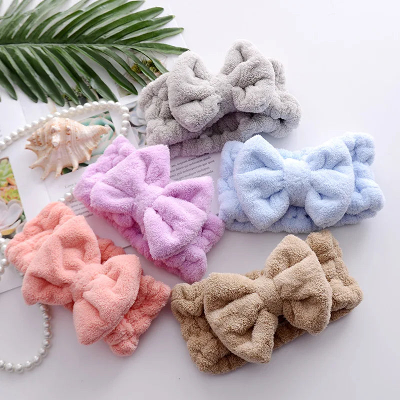 Microfiber Soft Coral Fleece Women's Headband Woven Technique Make-Up Hair Band for Face Shower Washing