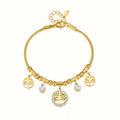 Vintage Adjustable Gold Plated Evil Eyes Paper Clip Chain Necklace Stainless Steel Tree of Life Snake Chain Bracelet