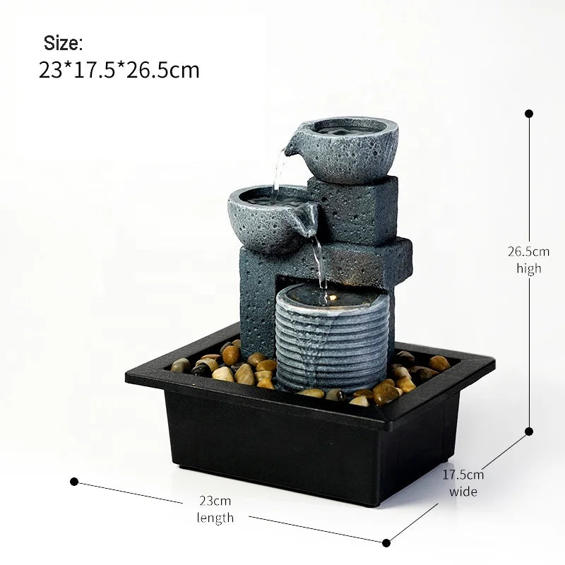 Home Office Desktop Small Fountain Lucky Flowing Water Ornaments Decoration Craft Gifts Mini Decorative Waterfall Fountain