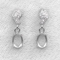 Sterling Silver 5*7/6*8/7*9mm Semi Mount Stud Eardrops Empty Support Blank Setting S925 Base Without Center Stone for DIY Inlay