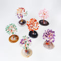 Natural Healing Crystal Crafts Gemstone Ornamental Tree with Agate Slice Base Crystal Money Tree for Decoration Gifts