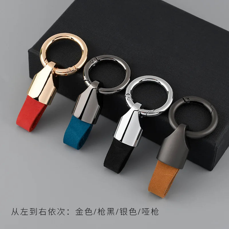 Wholesale Custom Personalized Anti-Loss Car Keychain Frosted Cowhide Design with Metal and PU Leather Key Pendant