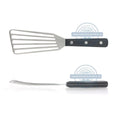 (ALWH-A001) Stainless Steel Fish Spatula Slotted Turner Spatula with a Curved Angle and Pakka Wood Handle for Chefs