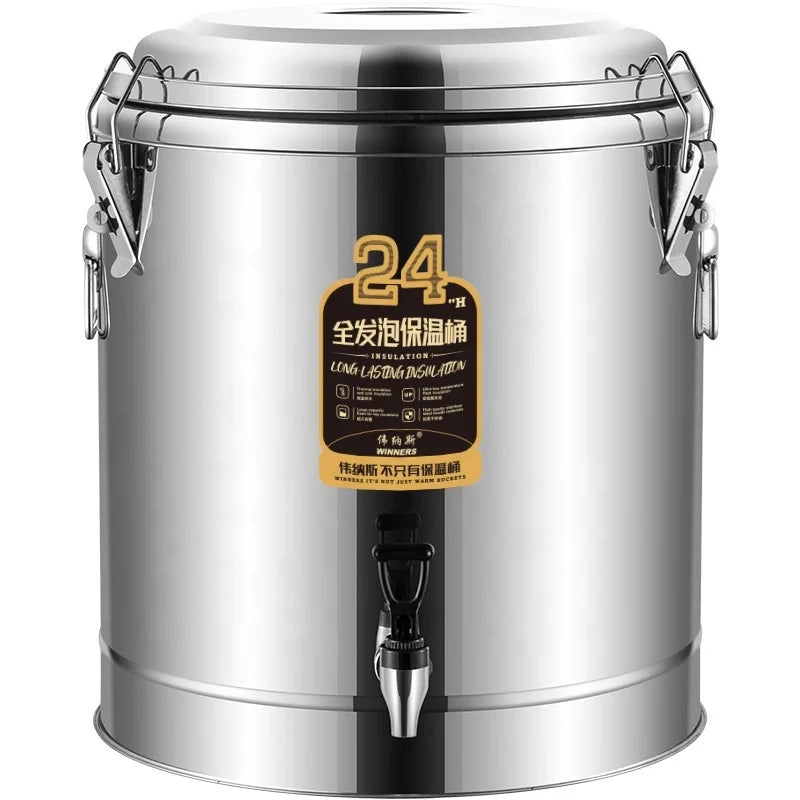 High Capacity Double Walled Insulated 304 Stainless Steel Thermos Bucket Tap for Restaurant Hotel Buffet Drink Service Custom