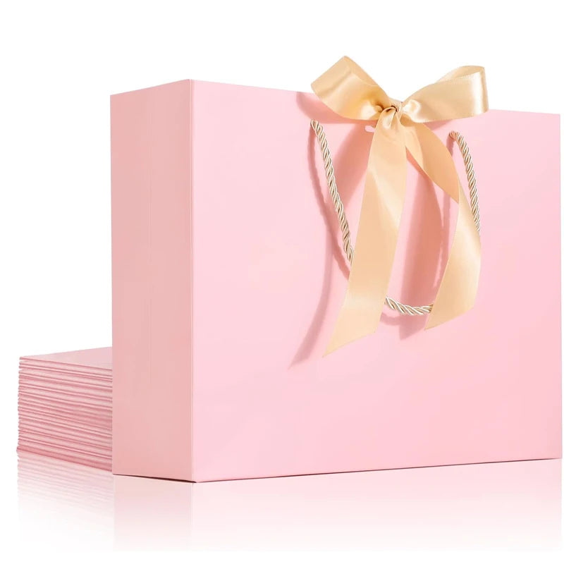 Custom Printed Luxury Coated Paper Bag with Ribbon Handle  Design Sturdy and Reusable Gift Paper Bags with Your Own logo