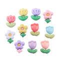 100pcs Lovely Rose Sunflower Tulip Shape Flat Resin Flower Pendant Jewelry Making Accessories