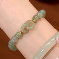 Fine Fashion Jewelry Interlocking Lucky Buckle Hetian Jade Natural Stone  Double Heart Bracelets  Heart Jade Bead Bracelet Women
