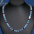 Gradient Style Party Jewelry Luxury 925 Sterling Silver Princess Cut Colored AAAAA CZ Diamond Cluster Tennis Chain Necklace