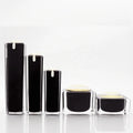 Men's Black Cosmetic Bottle Set 30ml 50ml 100ml Acrylic Bottle with Pump Head and 15g 30g 50g Acrylic Jar
