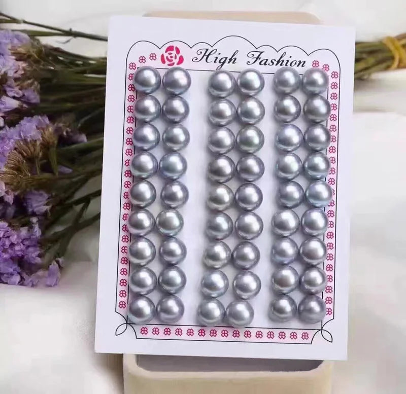 2024 Factory Wholesale Natural Pearl Earrings Loose 6mm 8mm 10mm Yellow Gray Black Button Pearls Pink Jewelry Making