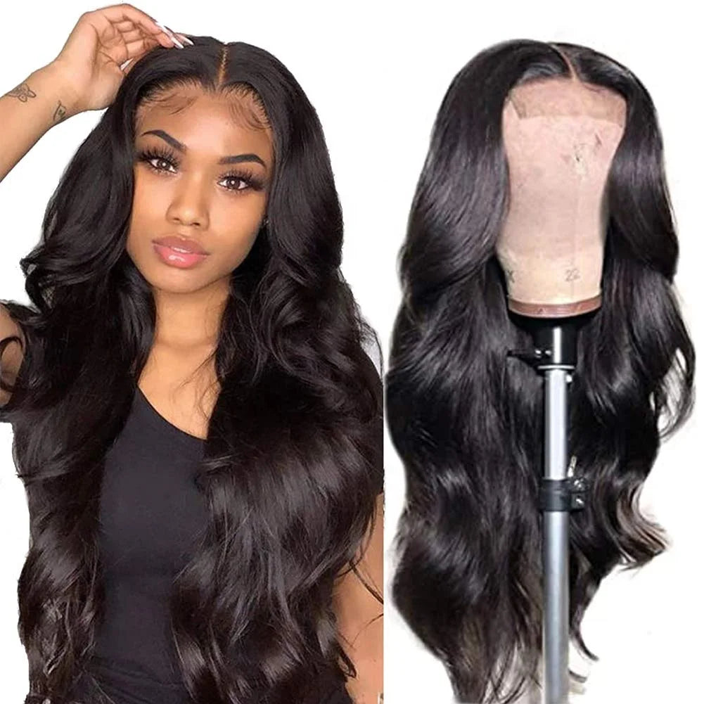 Body Wave Front Wigs Human Hair Pre Plucked Bleached Knots Glueless Transparent HD Closure Wig Baby Hair Brazilian Virgin Remy