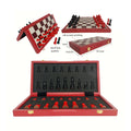 High Quality Handmade Luxury Wooden Chess Box with Foldable EVA Storage for Children Ages 6+ Red/White/Black Factory Wholesale